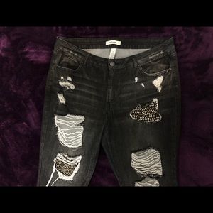 Black/Gray distressed jeans